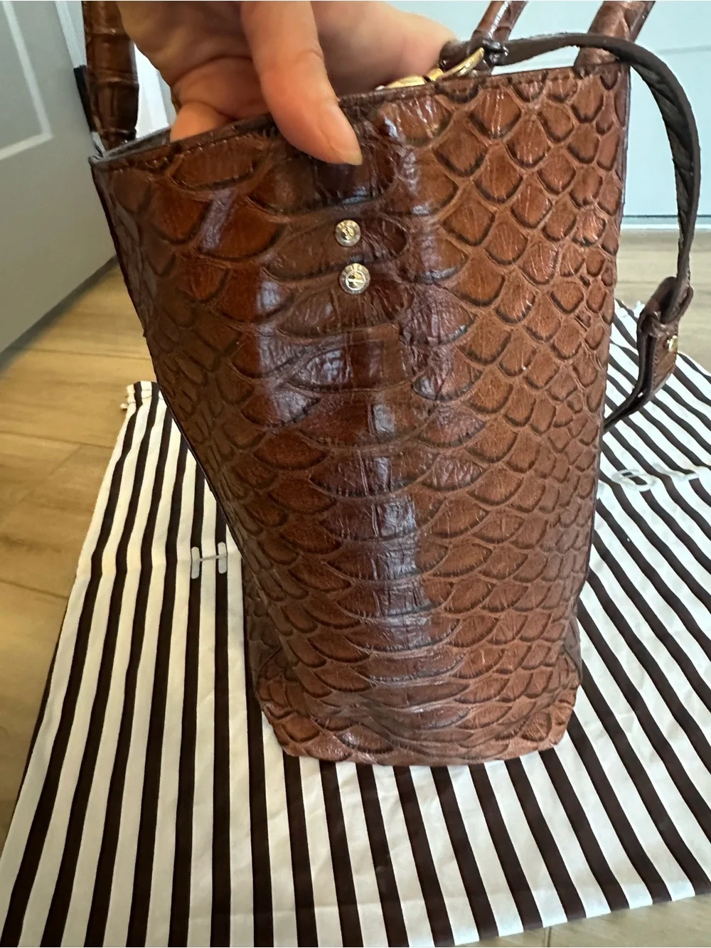 henri bendel Brown Crocodile Leather Tote